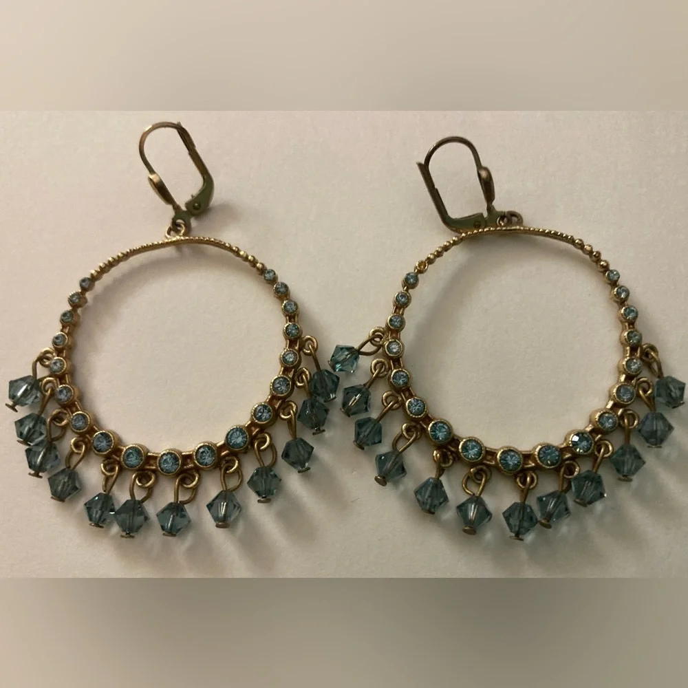 CATHERINE POPESCO La Vie Parisienne Gold Hoop Beaded Crystal Earrings - Picture 6 of 9